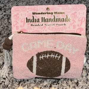 Pink Beaded Game Day Pouch